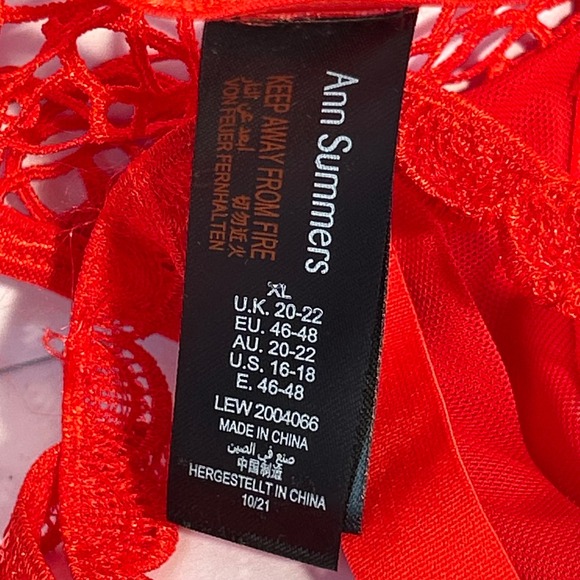 Ann Summers Red Lace Corset Style Thong Teddy Lingerie XL - Picture 3 of 5